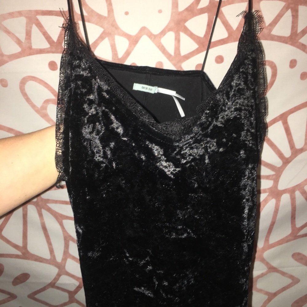 black velvet tank with lacey detail